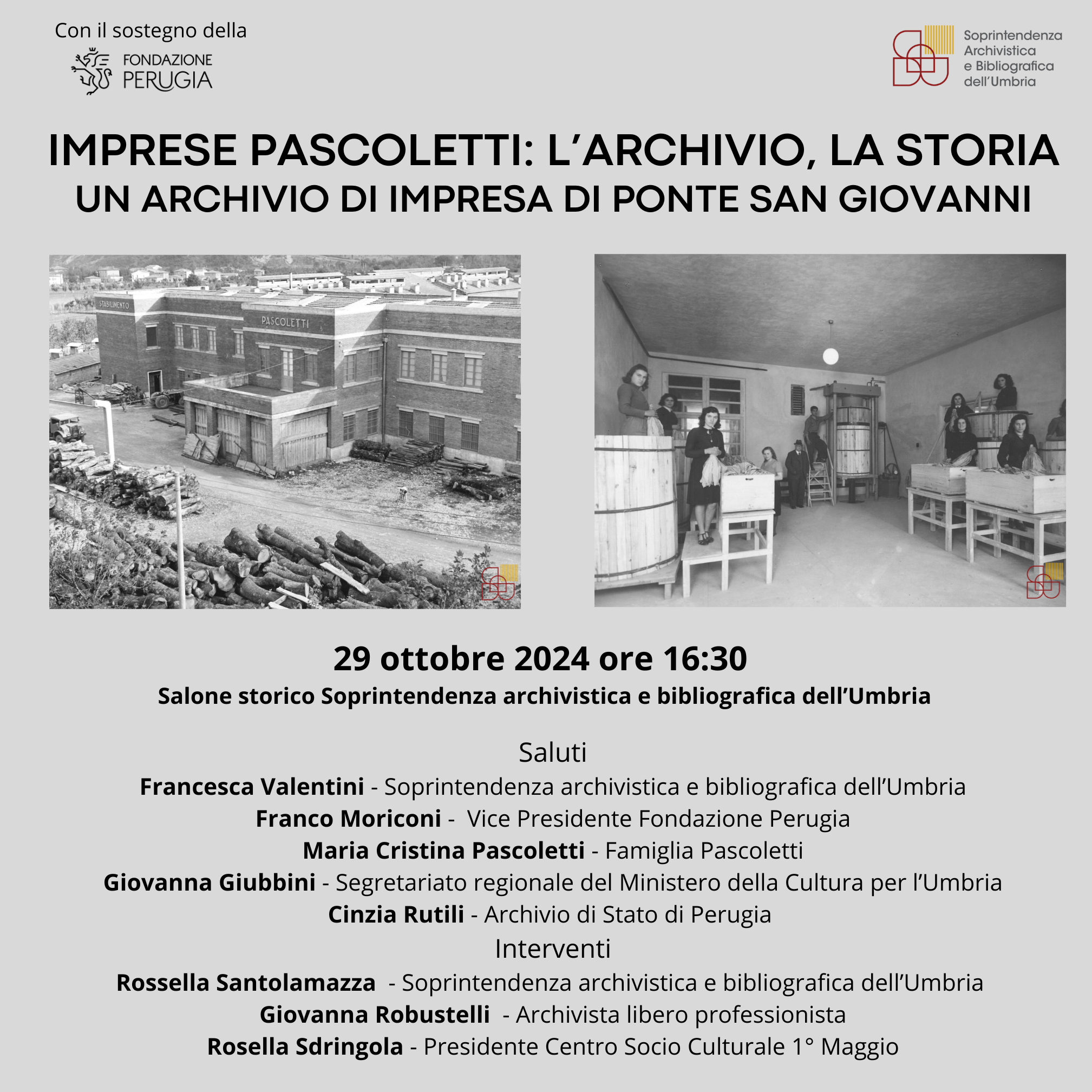 Concluso il progetto “Intervento di depolverizzazione, riordinamento e descrizione dell’Archivio dell’Azienda Primo Pascoletti di Ponte San Giovanni (Perugia)” grazie al sostegno della Fondazione Perugia